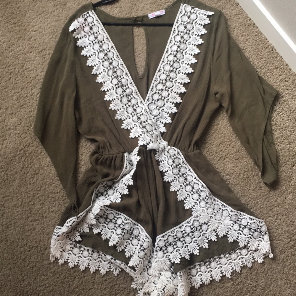 Hunter green romper